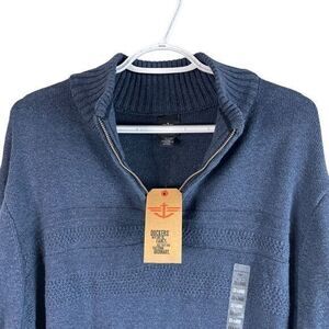 NEW Dockers Pullover 1/4 Zip Sweater Mens 2XL Twilight Blue Cotton Mock Neck $68